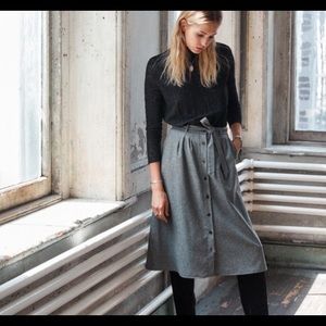 Sézane Midi-Length Wool Skirt